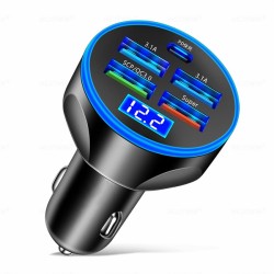 PD Car Charger 4 USB Digital Display Fast Charging