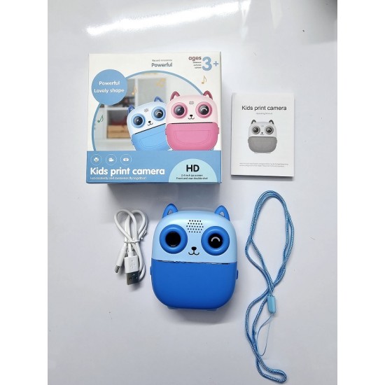 Kids Print instant Digital Camera Dual Camera Blue