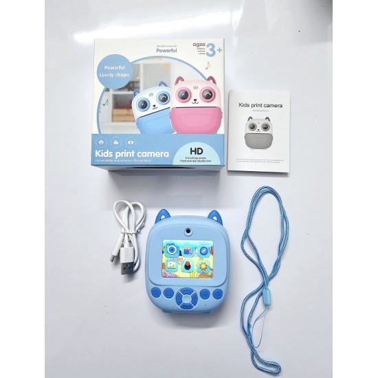 Kids Print instant Digital Camera Dual Camera Blue