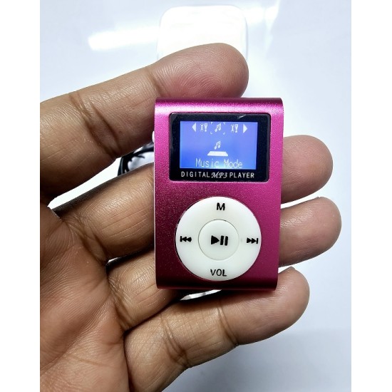 Mini Clip MP3 Music Player Display Pink