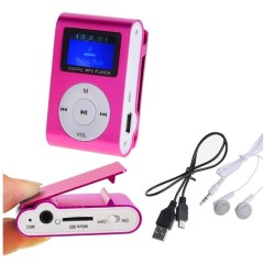 Mini Clip MP3 Music Player Display Pink