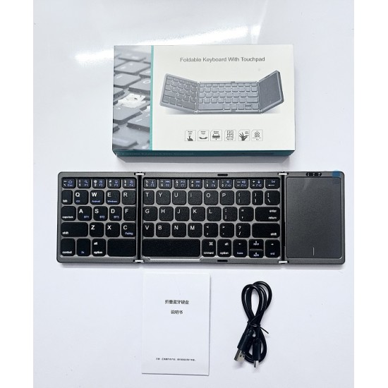 Portable Bluetooth Triple Folding Keyboard Touchpad Magnetic  