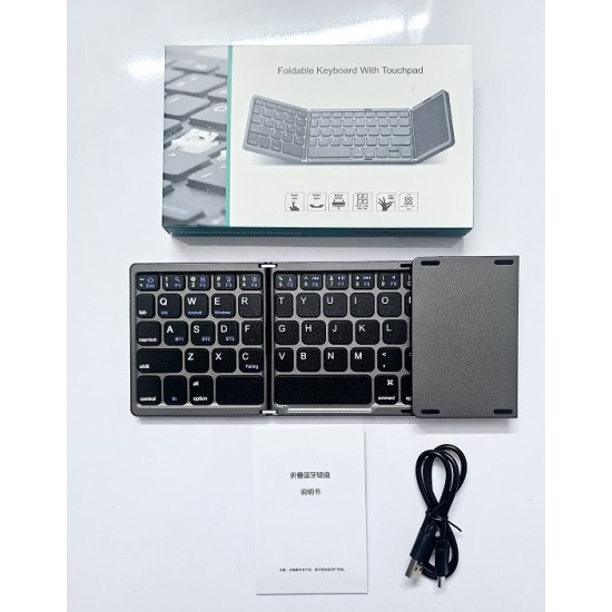 Portable Bluetooth Triple Folding Keyboard Touchpad Magnetic  