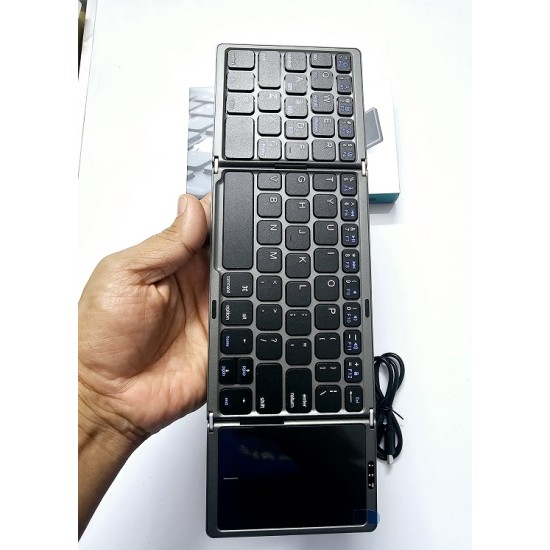 Portable Bluetooth Triple Folding Keyboard Touchpad Magnetic  