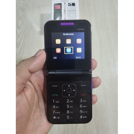 i15 Pro Foldable Phone Dual Sim With Cover Purpel