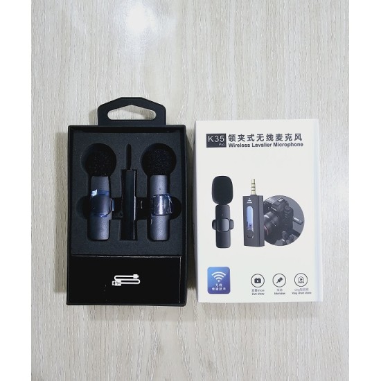 K35 Pro Dual Mic Wireless Microphone 3.5mm Jack