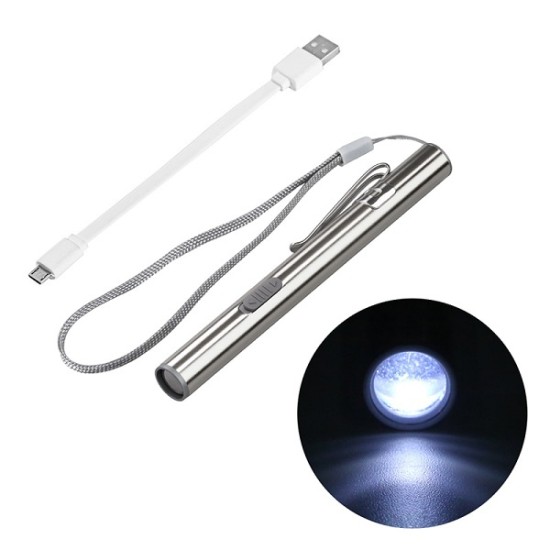 LED Pen Flashlight Rechargable Torch with Clip