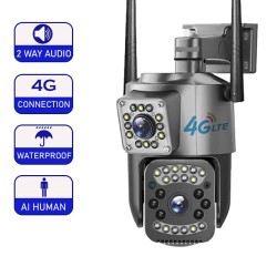 V11 V380 4G Sim Dual Lens Wireless Cameras Outdoor Night Vision Waterproof