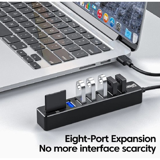 6 Port USB Hub Splitter Multiple Extender TF SD Card