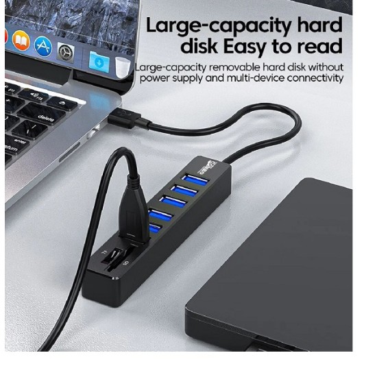 6 Port USB Hub Splitter Multiple Extender TF SD Card