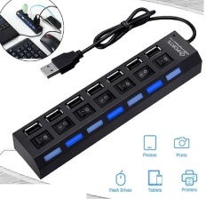 7 Port USB Hub Multiple Expander Hub with Switch 30CM Cable