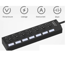 7 Port USB Hub Multiple Expander Hub with Switch 30CM Cable