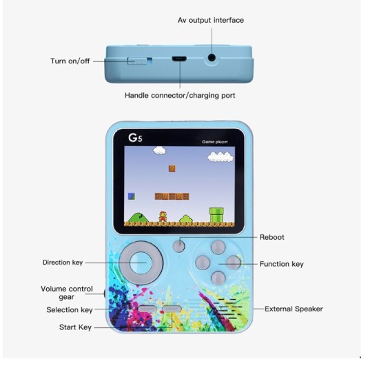 G5 Kids Game Player Consoles Hand-Held Video Game 3.5 inch 500 Game