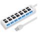 7 Port USB Hub Multiple Expander Hub with Switch White