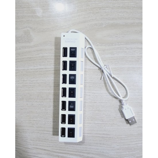 7 Port USB Hub Multiple Expander Hub with Switch White