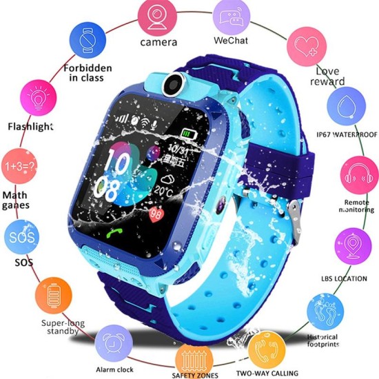 Q12 Kids GPS Watch Voice Call Camera Touch Dispaly Single Sim Pink