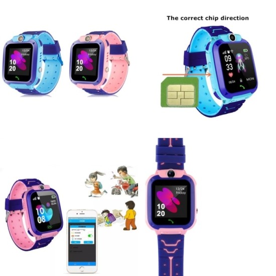 Q12 Kids GPS Watch Voice Call Camera Touch Dispaly Single Sim Pink