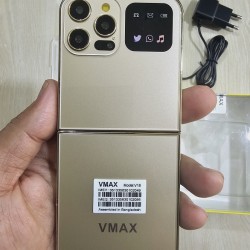 Vmax V18 Fold Mobile Phone With Back Cover Gold