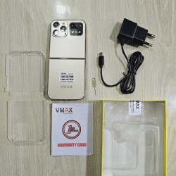 Vmax V18 Fold Mobile Phone With Back Cover Gold