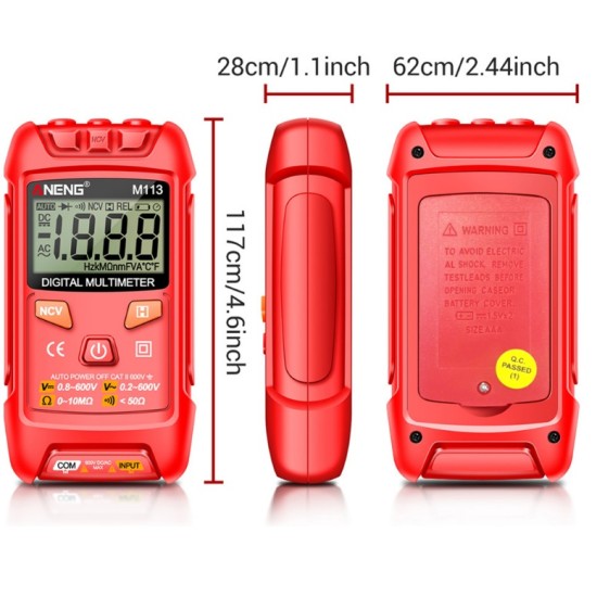 ANENG M113 Digital Pocket Multimeter Red