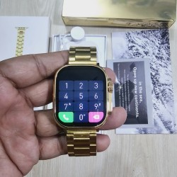 A2858 Ultra Smartwatch Bluetooth Calling With A-pple Logo Metal Strip - Gold Edition