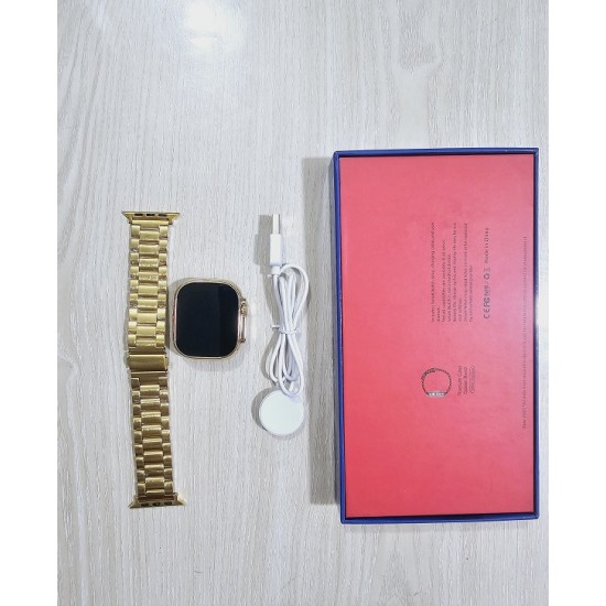 AR29 Ultra Smartwatch Calling Watch With A-pple Logo Metal Strip - Gold Edition