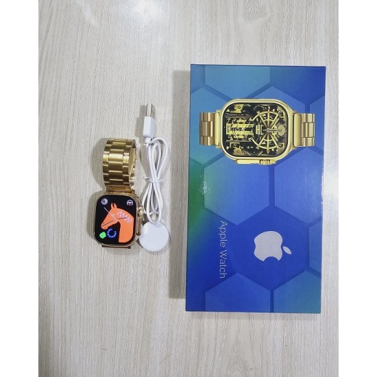 AR29 Ultra Smartwatch Calling Watch With A-pple Logo Metal Strip - Gold Edition