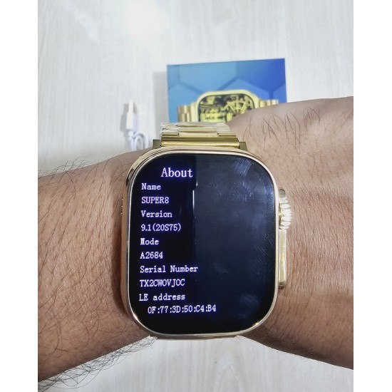 AR29 Ultra Smartwatch Calling Watch With A-pple Logo Metal Strip - Gold Edition