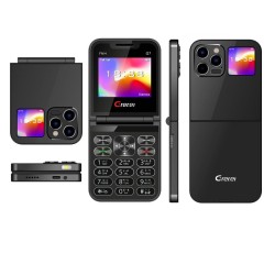 Gretel G7 Fold Phone Dual Display With Case Black