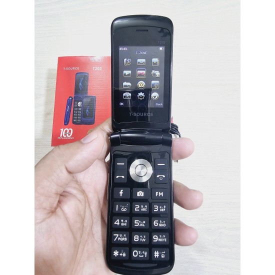 T-Source T203 Dual Display Folding Mobile Phone Black