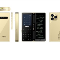 Vmax V18 Notepad Fold Phone With Warranty Gold