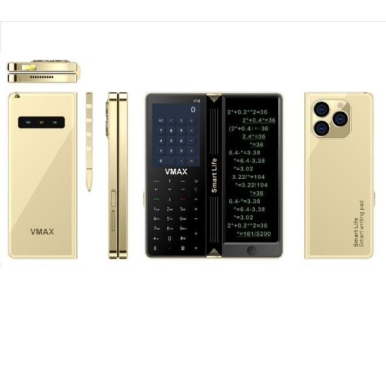 Vmax V18 Notepad Fold Phone With Warranty Gold