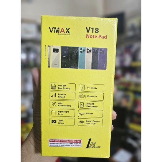 Vmax V18 Notepad Fold Phone With Warranty Gold