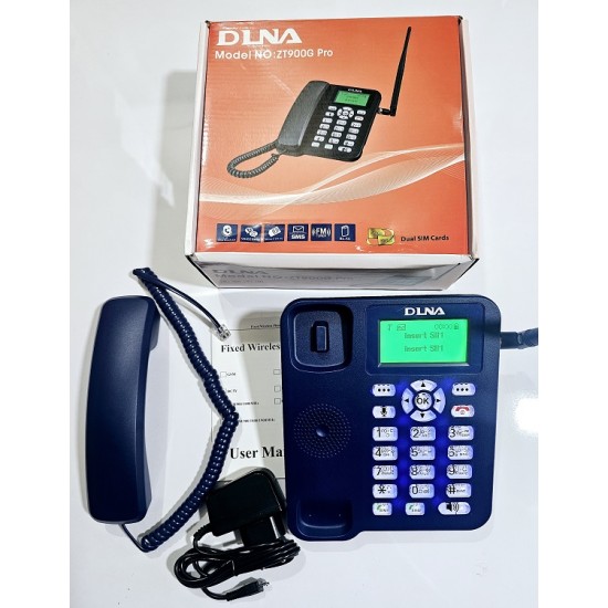 DLNA ZT900 Pro Land Phone Dual Sim FM Radio Blue