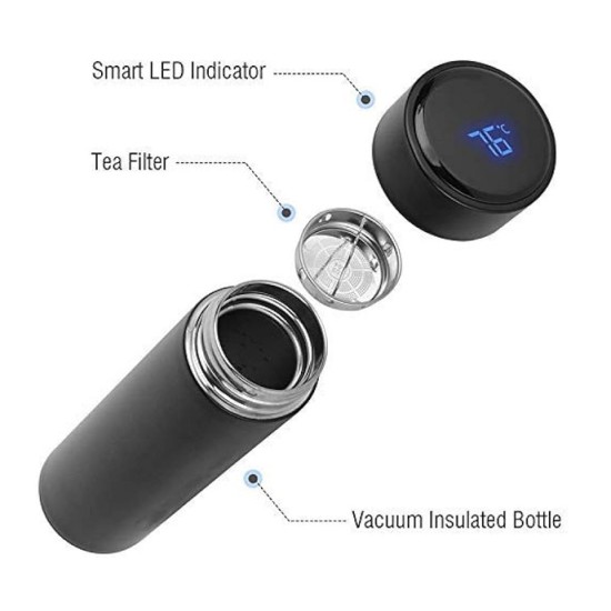 Smart Cup Flask With LED Temperature Display Black