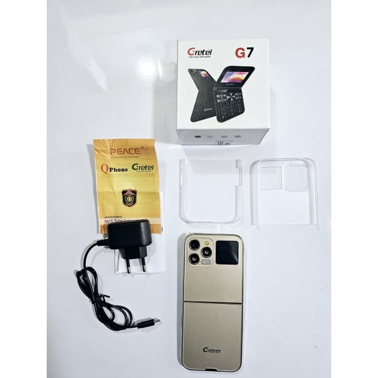 Gretel G7 Flip Folding Phone Dual Display Caseing Gold