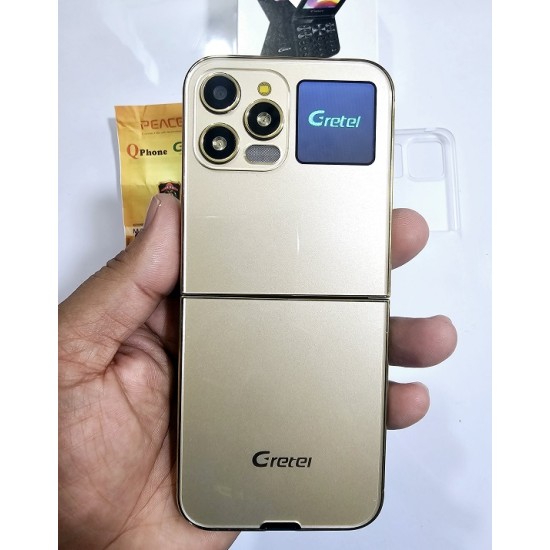 Gretel G7 Flip Folding Phone Dual Display Caseing Gold