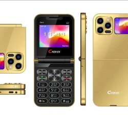 Gretel G7 Flip Folding Phone Dual Display Caseing Gold