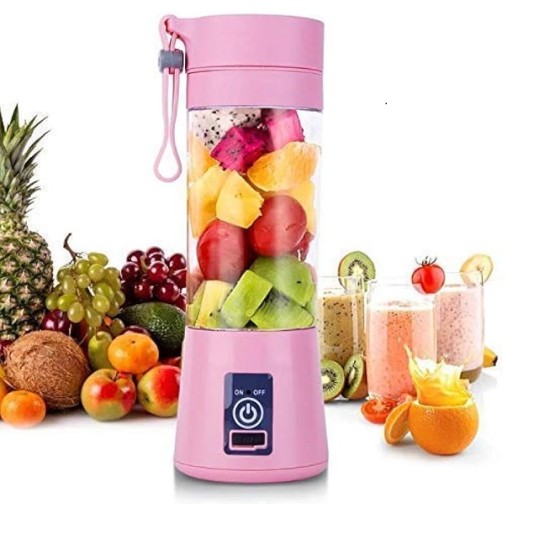 HM-009 Portable And Rechargable Battery Juice Blender Pink