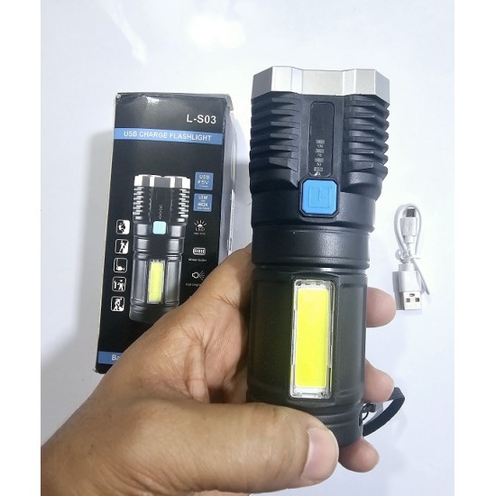 LS03 COB Flash Light Torch 4 Light Rechargeable