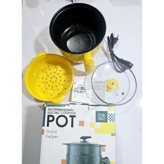 Portable Electric Cooking Pot 1.8L Non-Stick Cooker Double Deck