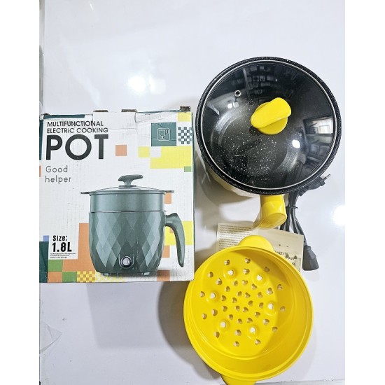 Portable Electric Cooking Pot 1.8L Non-Stick Cooker Double Deck