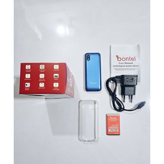 Bontel S1 Super Slim Mini Feature Phone With Cover Blue