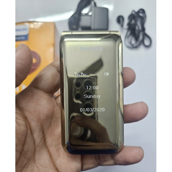 Philips E218L Folding Mobile Phone Dual Display Gold