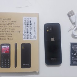 A1B Mini Card Phone With A-pple Logo Bluetooth Dialer Black