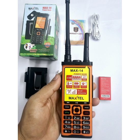 Maxtel Max14 Antina Phone Four Sim Power Bank 5500mAh Orange