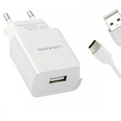 Usams Fast Charge Adapter 2 USB Port With Type-C Cable