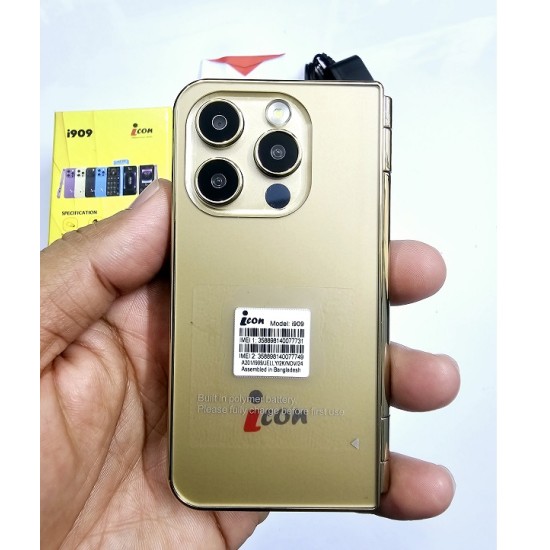 icon i909 Dual Display Folding Phone Gold