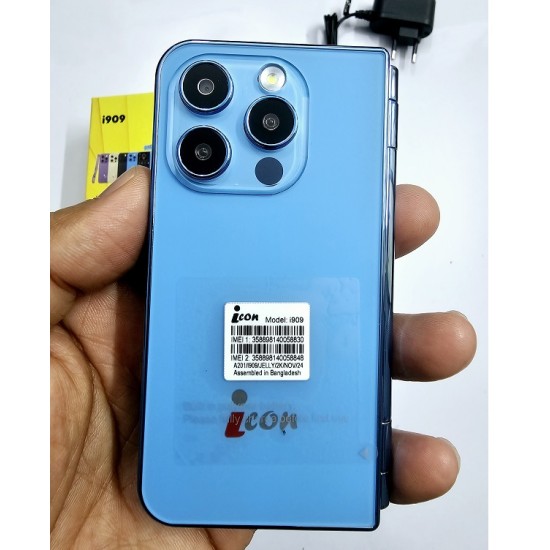 icon i909 Folding Phone Dual Display Blue