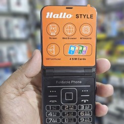 Hallo Style Foldable Phone Four Sim Warranty Black